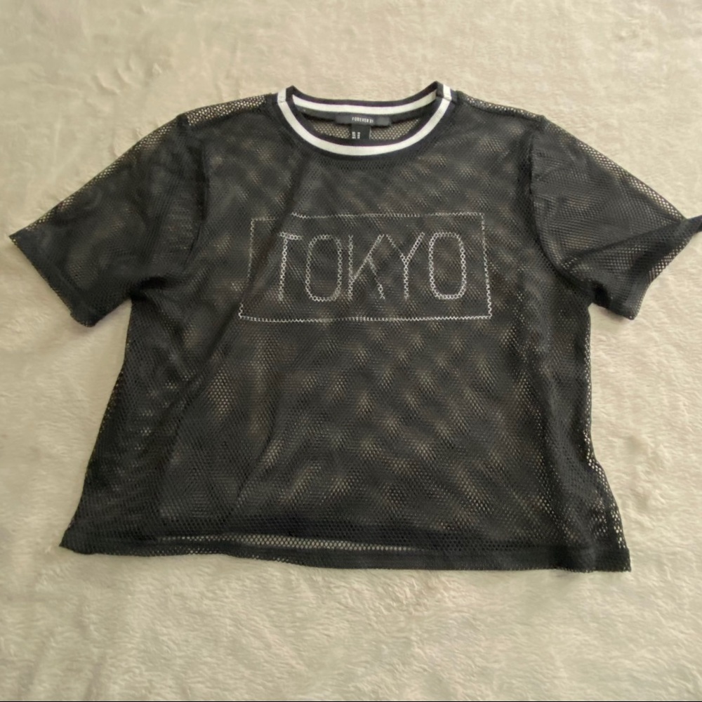 Tokyo crop fishnet shirt